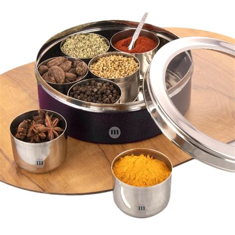 MARU 9In1 Durable Stainless Steel Masala box for kitchen Dark 